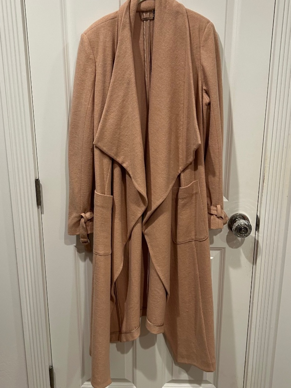 Marciano Blush Pink Wool Blend Draped Long Coat Size Medium